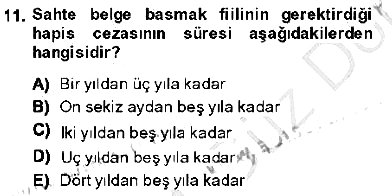 Vergi Ceza Hukuku 2013-2014 Dönem Sonu Sınavı - 11. soru