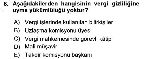 Vergi Ceza Hukuku 2015-2016 Dönem Sonu Sınavı - 6. soru