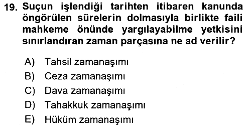 Vergi Ceza Hukuku 2015-2016 Dönem Sonu Sınavı - 19. soru
