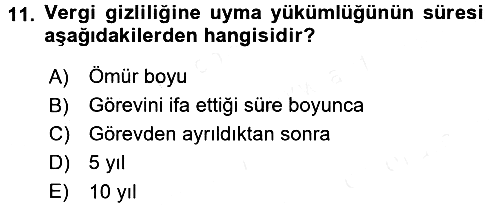 Vergi Ceza Hukuku 2016-2017 Dönem Sonu Sınavı - 11. soru