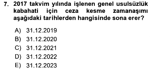 Vergi Ceza Hukuku 2017-2018 Dönem Sonu Sınavı - 7. soru