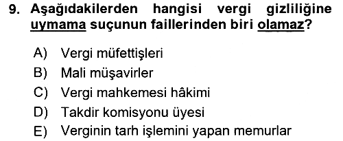 Vergi Ceza Hukuku 2017-2018 Dönem Sonu Sınavı - 9. soru