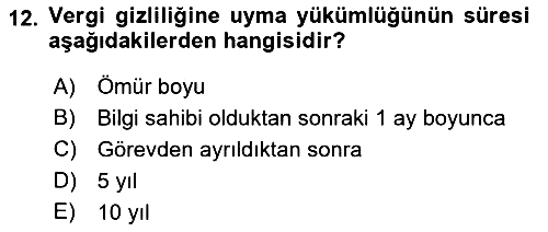 Vergi Ceza Hukuku 2018-2019 Dönem Sonu Sınavı - 12. soru