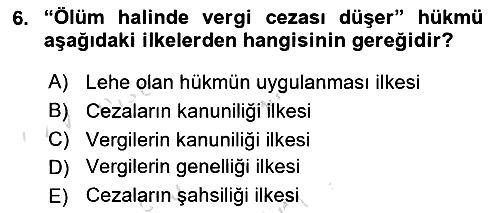 Vergi Ceza Hukuku 2019-2020 Dönem Sonu Sınavı - 6. soru