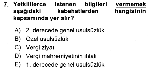 Vergi Ceza Hukuku 2021-2022 Yaz Okulu Sınavı - 7. soru