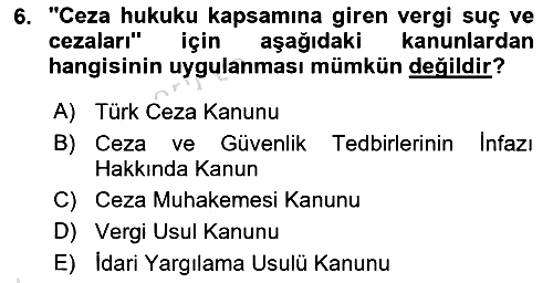 Vergi Ceza Hukuku 2024-2025 Yaz Okulu Sınavı - 6. soru