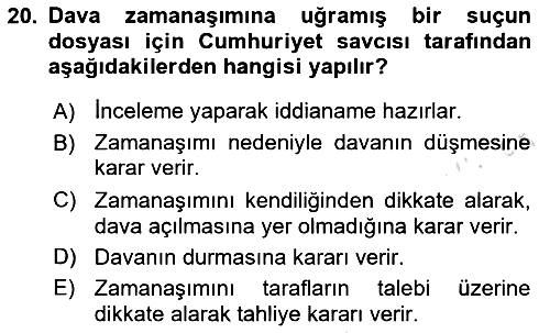 Vergi Ceza Hukuku 2024-2025 Yaz Okulu Sınavı - 20. soru
