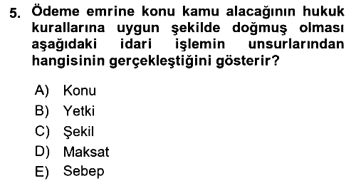 Vergi İcra Hukuku 2016-2017 3 Ders Sınavı - 5. soru