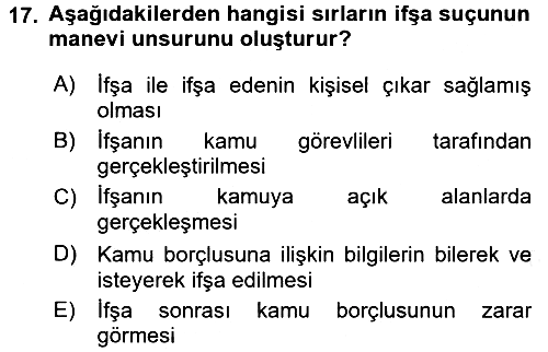 Vergi İcra Hukuku 2017-2018 3 Ders Sınavı - 17. soru