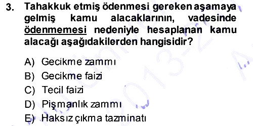 Vergi İcra Hukuku 2013-2014 Ara Sınav - 3. soru