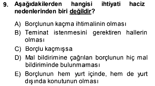 Vergi İcra Hukuku 2013-2014 Ara Sınav - 9. soru