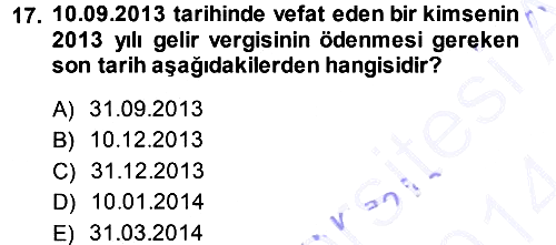 Vergi İcra Hukuku 2013-2014 Ara Sınav - 17. soru