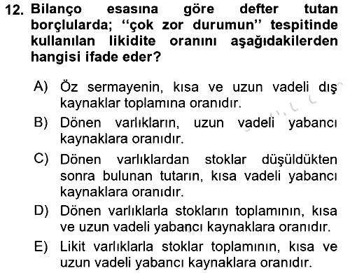 Vergi İcra Hukuku 2016-2017 Ara Sınav - 12. soru