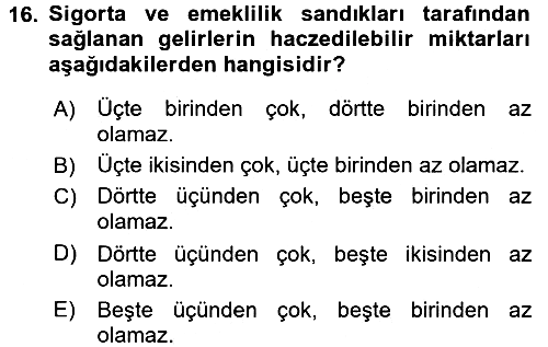 Vergi İcra Hukuku 2016-2017 Ara Sınav - 16. soru
