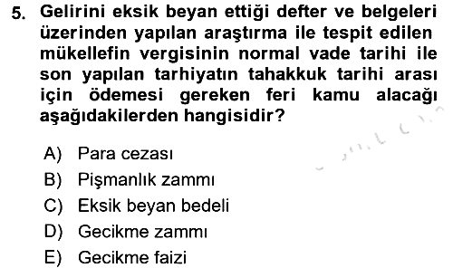 Vergi İcra Hukuku 2017-2018 Ara Sınav - 5. soru