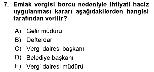 Vergi İcra Hukuku 2018-2019 Ara Sınav - 7. soru