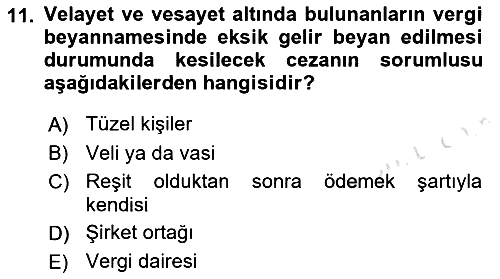 Vergi İcra Hukuku 2021-2022 Ara Sınav - 11. soru