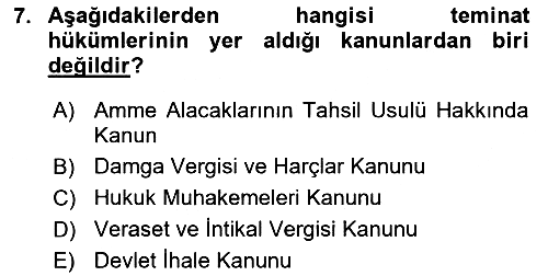 Vergi İcra Hukuku 2022-2023 Ara Sınav - 7. soru