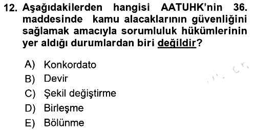 Vergi İcra Hukuku 2024-2025 Ara Sınav - 12. soru