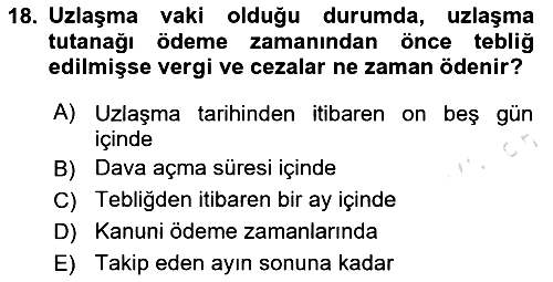 Vergi İcra Hukuku 2025-2026 Ara Sınav - 18. soru