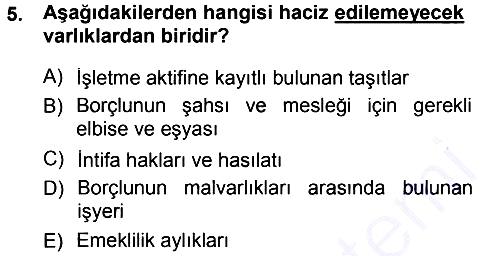 Vergi İcra Hukuku 2012-2013 Dönem Sonu Sınavı - 5. soru