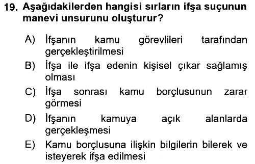 Vergi İcra Hukuku 2016-2017 Dönem Sonu Sınavı - 19. soru