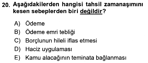Vergi İcra Hukuku 2021-2022 Dönem Sonu Sınavı - 20. soru