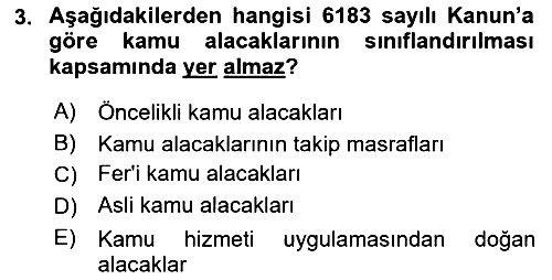 Vergi İcra Hukuku 2024-2025 Dönem Sonu Sınavı - 3. soru