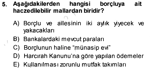 Vergi İcra Hukuku 2013-2014 Tek Ders Sınavı - 5. soru