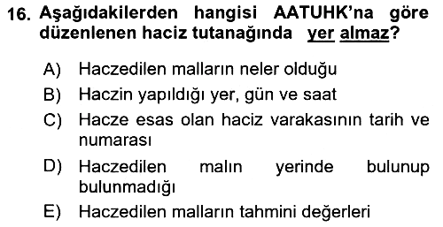 Vergi İcra Hukuku 2020-2021 Yaz Okulu Sınavı - 16. soru