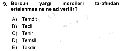 Vergi İcra Hukuku 2021-2022 Yaz Okulu Sınavı - 9. soru