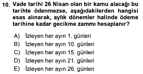 Vergi İcra Hukuku 2022-2023 Yaz Okulu Sınavı - 10. soru