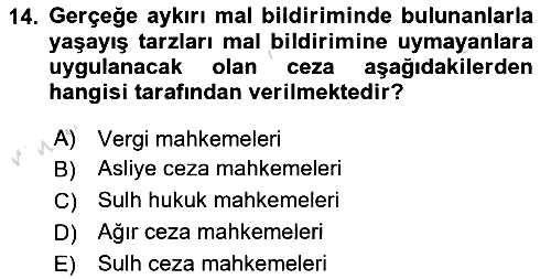 Vergi İcra Hukuku 2023-2024 Yaz Okulu Sınavı - 14. soru