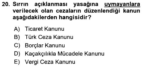 Vergi İcra Hukuku 2023-2024 Yaz Okulu Sınavı - 20. soru