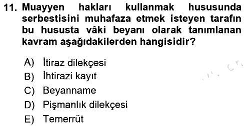 Vergi İcra Hukuku 2024-2025 Yaz Okulu Sınavı - 11. soru
