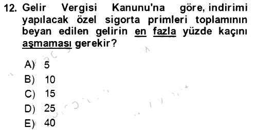 Vergi Planlaması 2021-2022 Ara Sınav - 12. soru