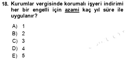 Vergi Planlaması 2021-2022 Ara Sınav - 18. soru