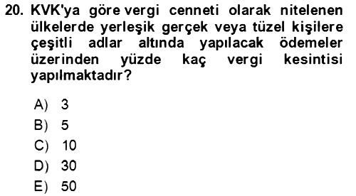 Vergi Planlaması 2021-2022 Ara Sınav - 20. soru