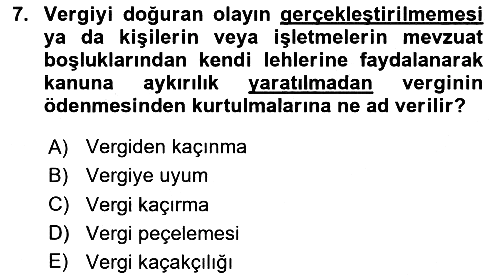 Vergi Planlaması 2023-2024 Ara Sınav - 7. soru