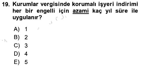 Vergi Planlaması 2023-2024 Ara Sınav - 19. soru