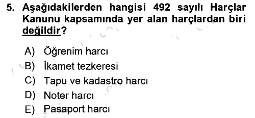Vergi Planlaması 2023-2024 Dönem Sonu Sınavı - 5. soru