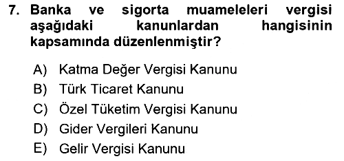 Vergi Planlaması 2023-2024 Dönem Sonu Sınavı - 7. soru