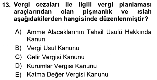 Vergi Planlaması 2023-2024 Dönem Sonu Sınavı - 13. soru