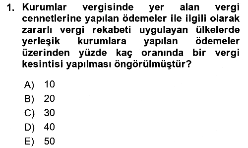 Vergi Planlaması 2025-2026 Dönem Sonu Sınavı - 1. soru
