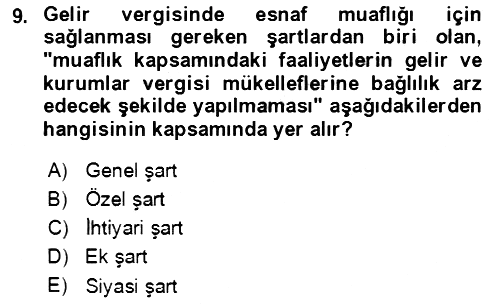 Vergi Planlaması 2020-2021 Yaz Okulu Sınavı - 9. soru