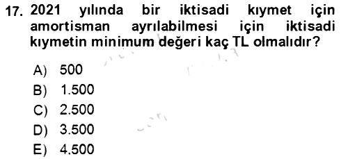 Vergi Planlaması 2020-2021 Yaz Okulu Sınavı - 17. soru