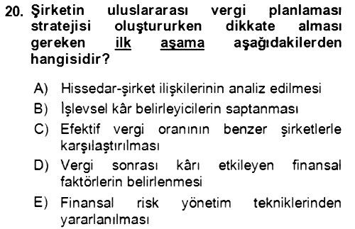 Vergi Planlaması 2021-2022 Yaz Okulu Sınavı - 20. soru