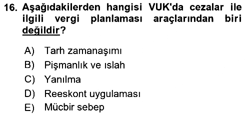 Vergi Planlaması 2022-2023 Yaz Okulu Sınavı - 16. soru
