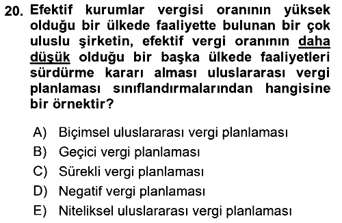Vergi Planlaması 2022-2023 Yaz Okulu Sınavı - 20. soru