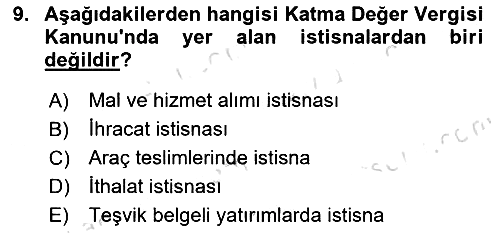 Vergi Planlaması 2023-2024 Yaz Okulu Sınavı - 9. soru